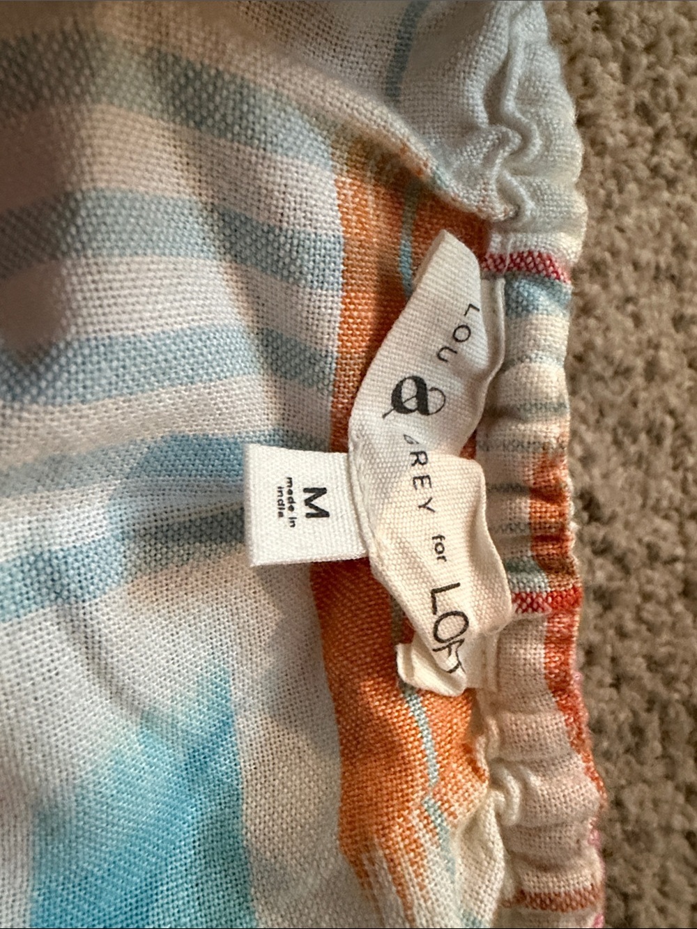 LOFT Cream Maxi Dress with Pink, Blue & Orange Brushstroke Plaid - Picture 2 of 4